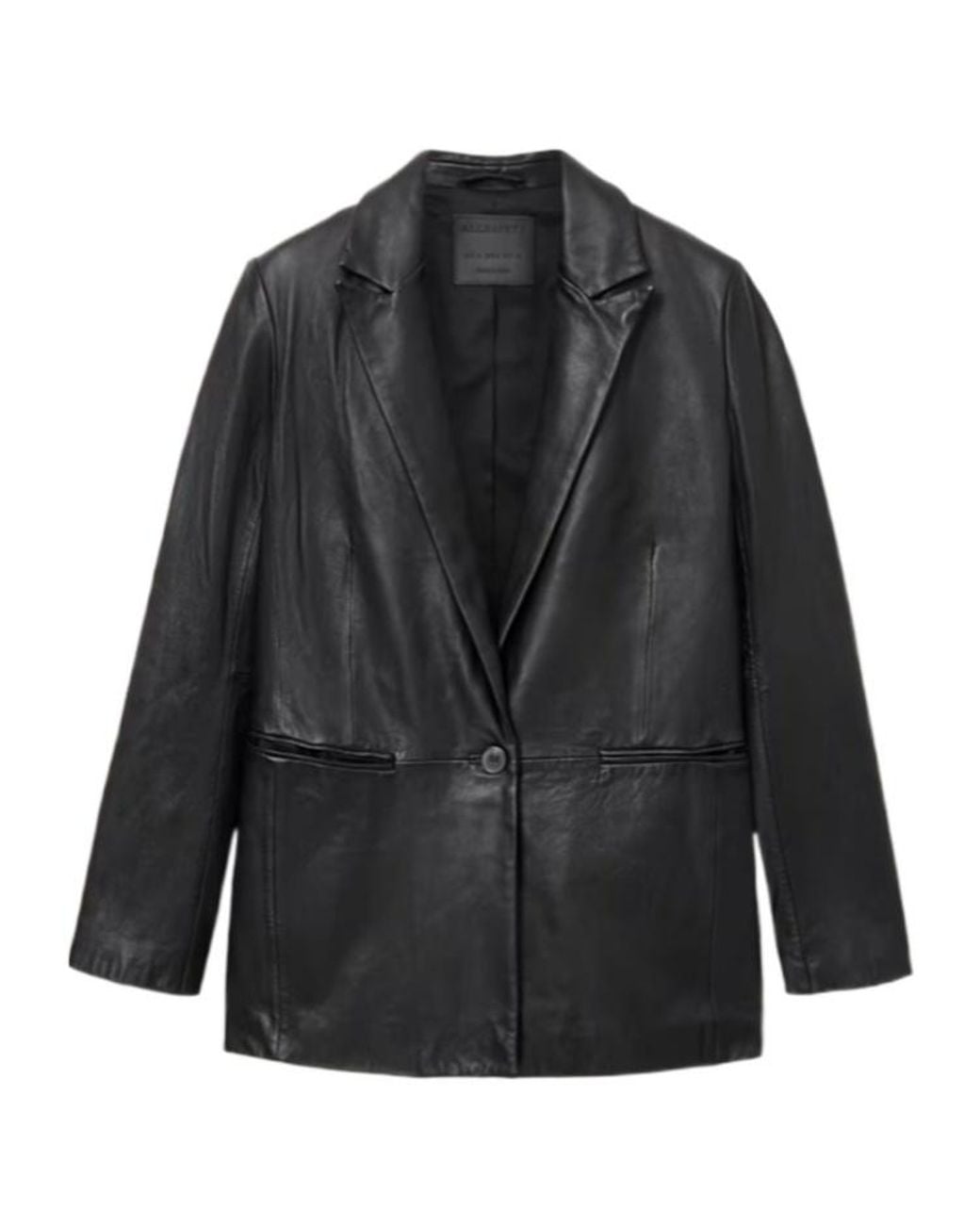 AllSaints Black Deri Leather Blazer