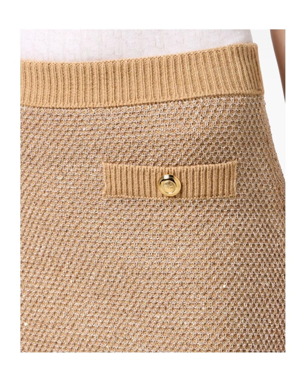Elisabetta Franchi Natural Sequinned Knit Skirt