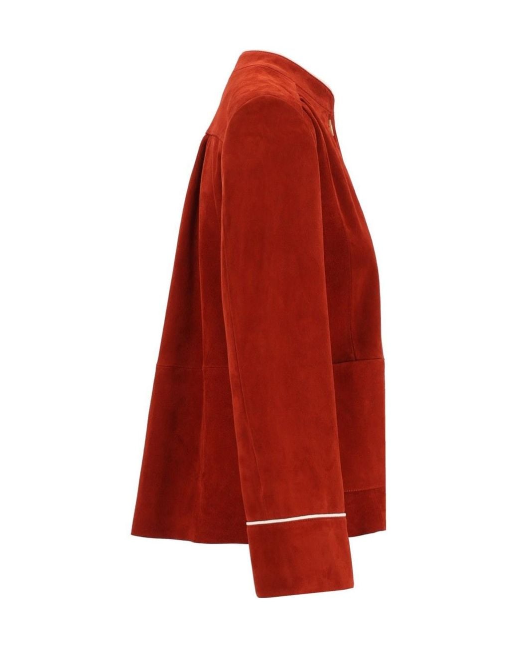 Forte_forte Red Contrast Piped Band Collar Jacket