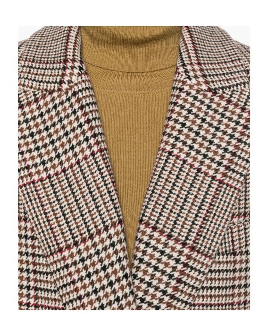 FEDERICA TOSI Brown Prince Of Wales Check Double-Breasted Coat