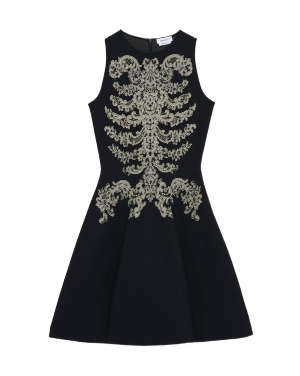 McQueen Black Lace Ribcage Jacquard Mini Dress