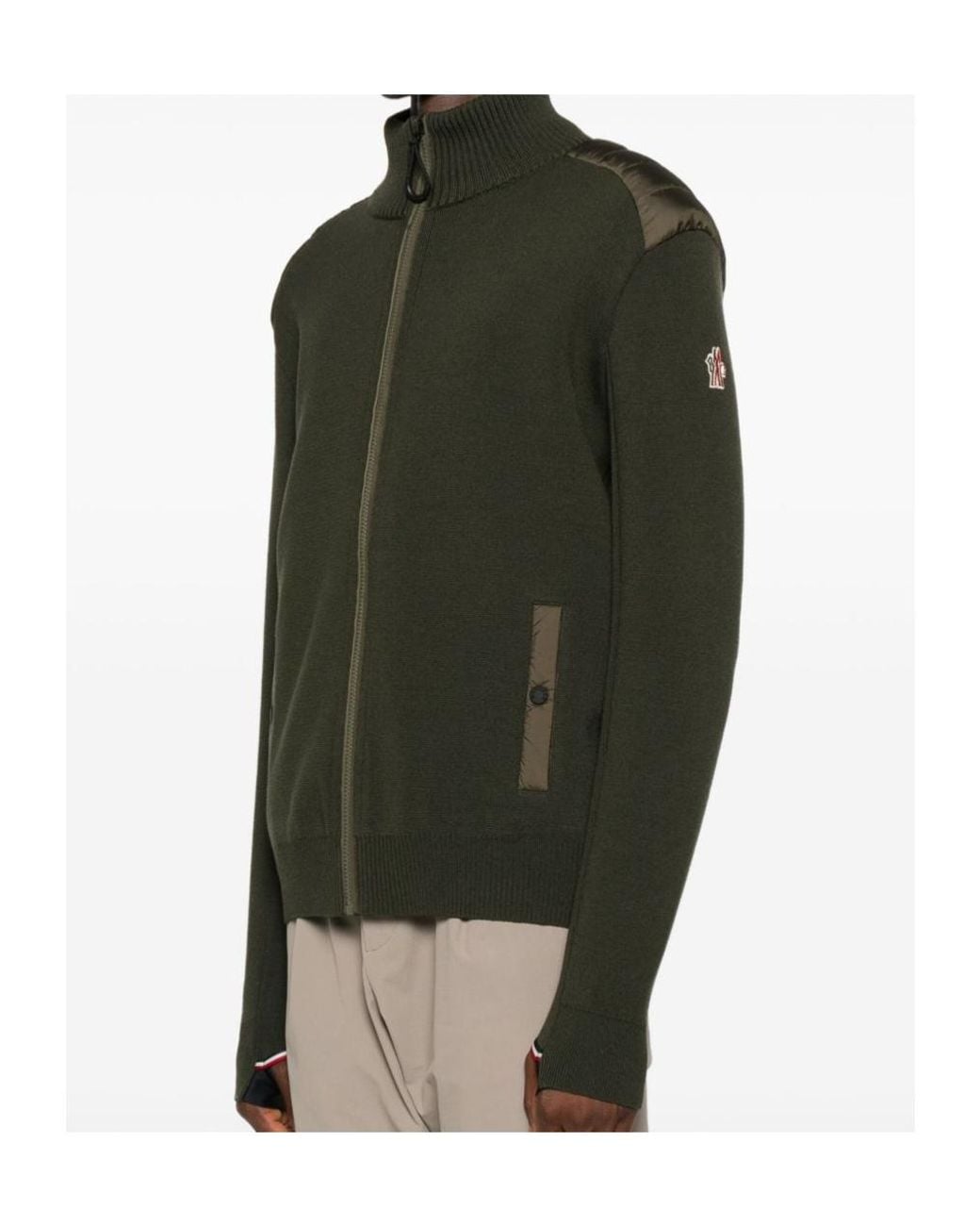 Moncler Green Grenoble Zip-Up High Neck Cardigan for men