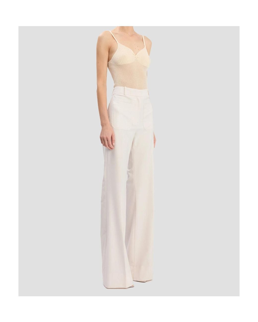 Victoria Beckham White Alina Wide-Leg Trousers