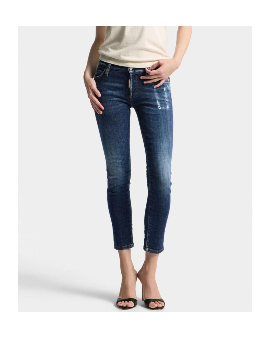 DSquared² Blue Distressed Skinny Jeans