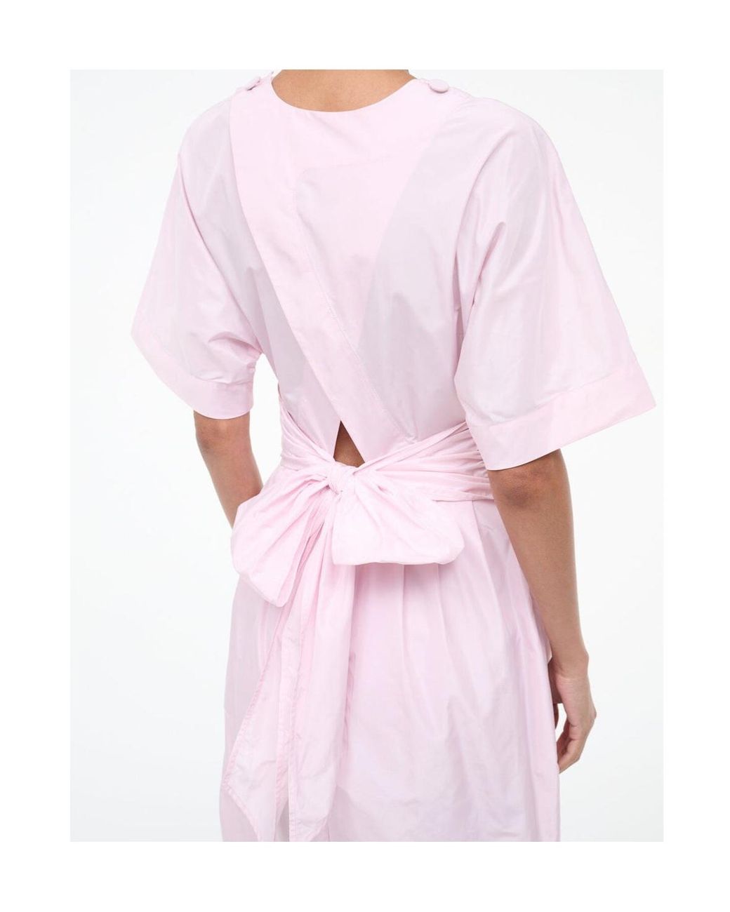 Staud Pink Michelina Tie-Waist Midi Dress