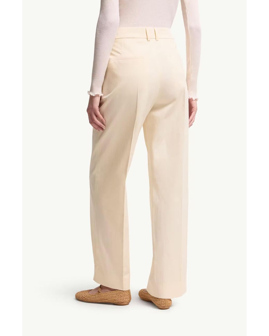 Moncler White Gabardine Wide-Leg Tailored Trousers