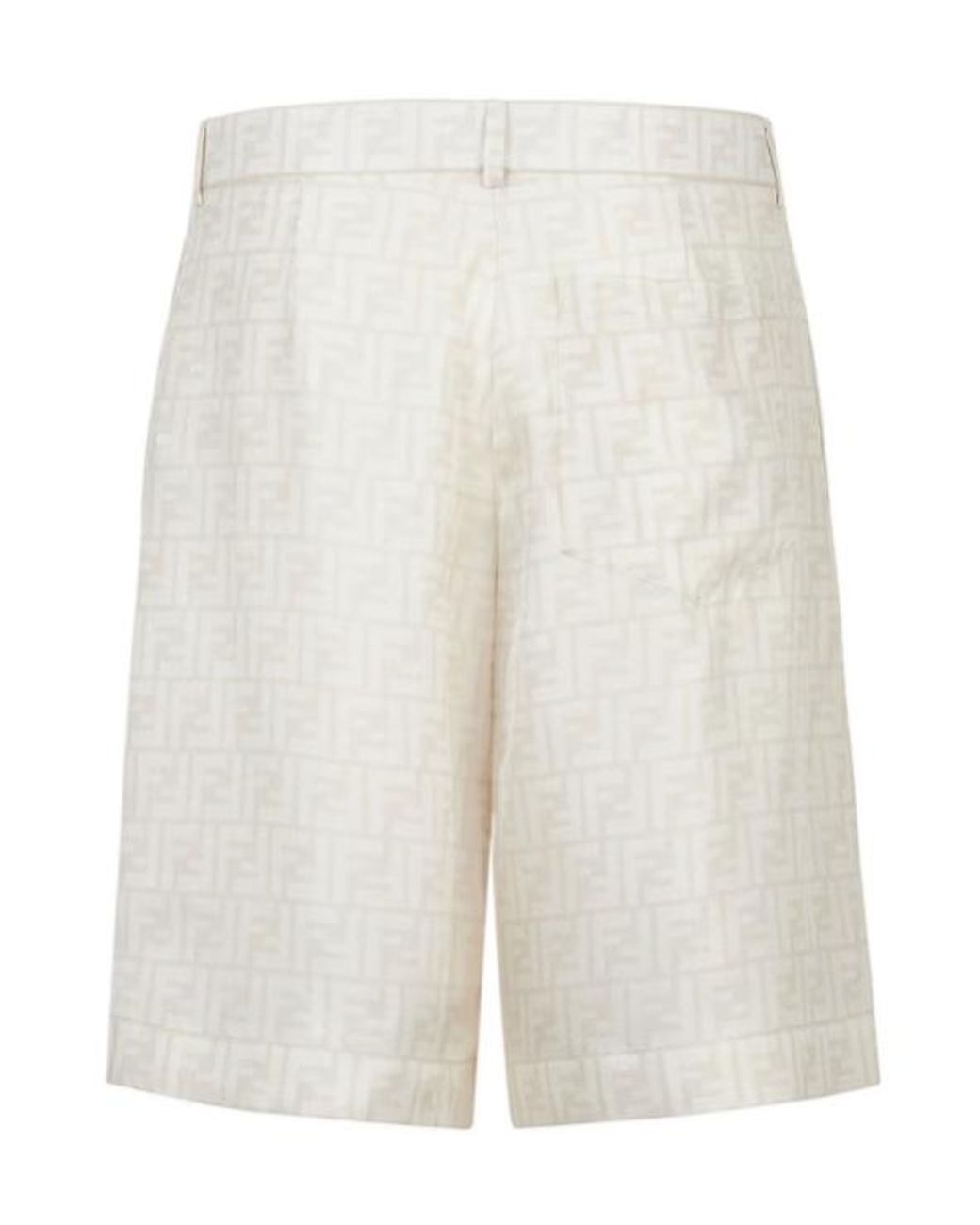 Fendi White Ff Jacquard Satin Shorts for men