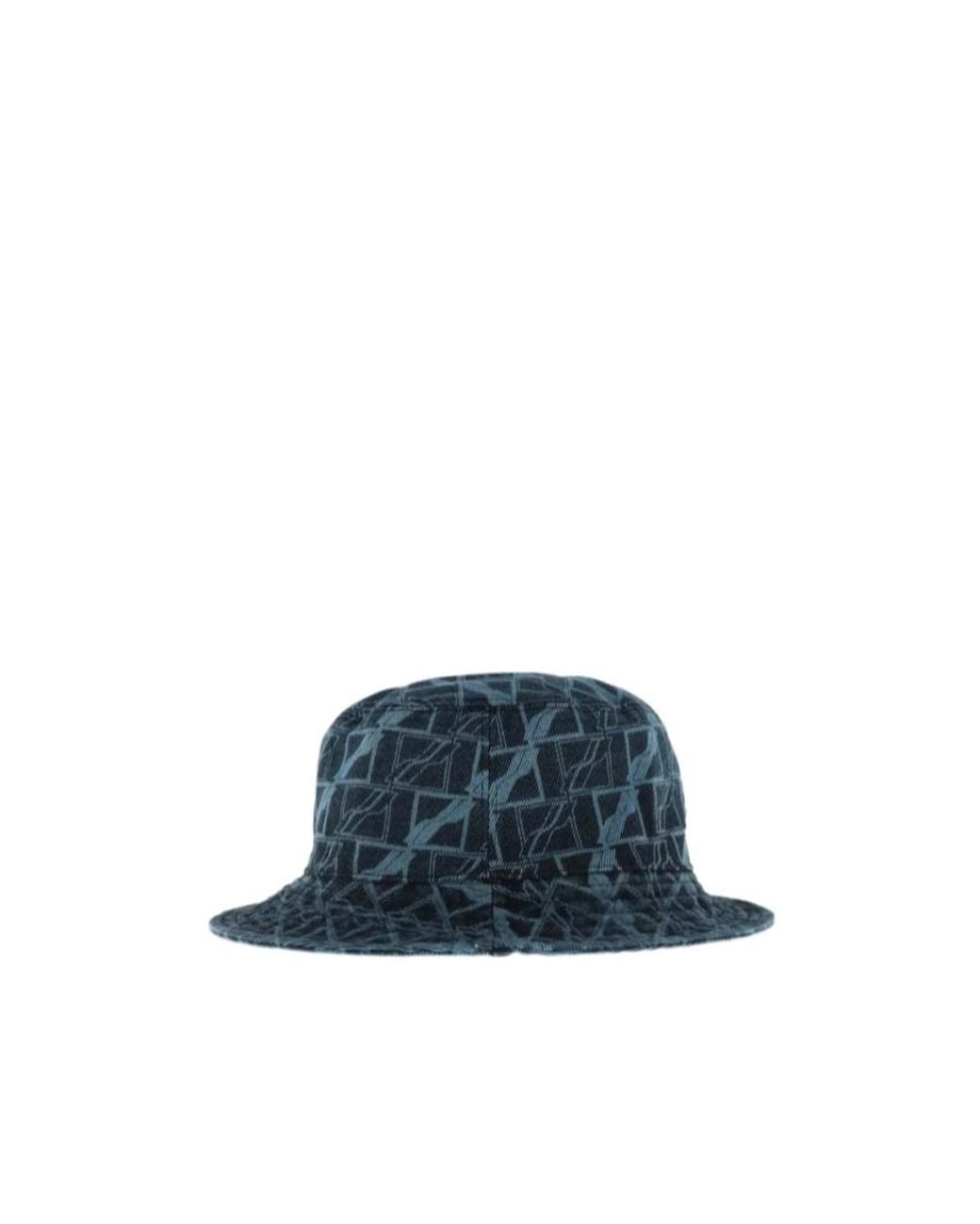 we11done Blue All-Over Print Bucket Hat for men