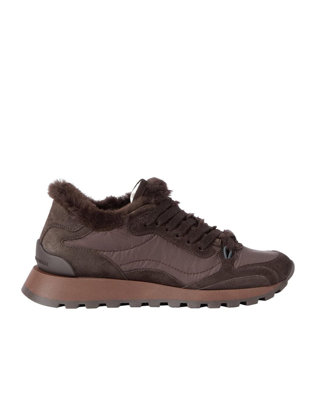 Brunello Cucinelli Brown Active Shearling Low-Top Sneakers