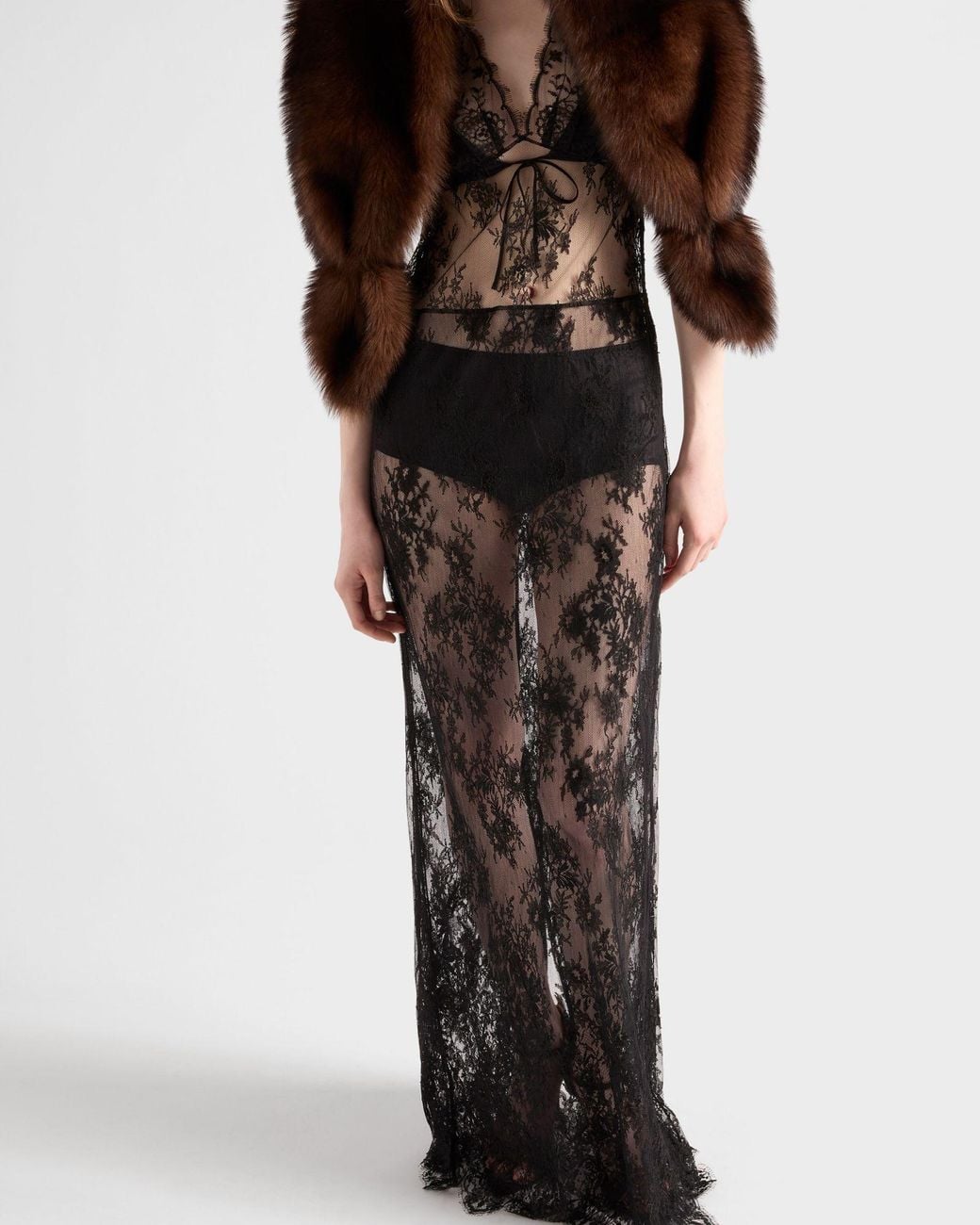 Prada Black Long Lace Dress