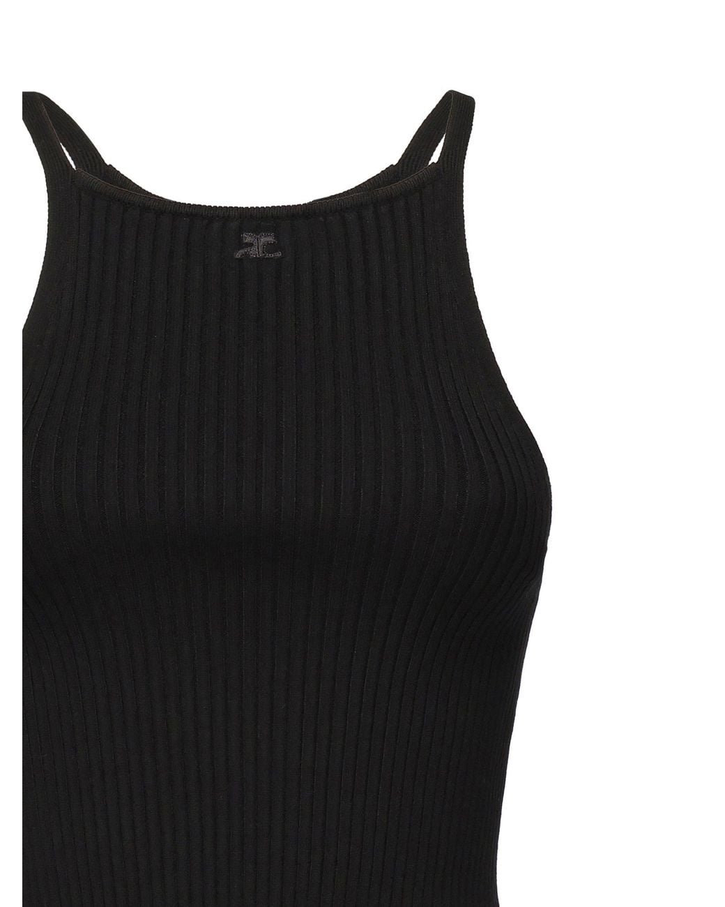 Courreges Black Ribbed Knit Top
