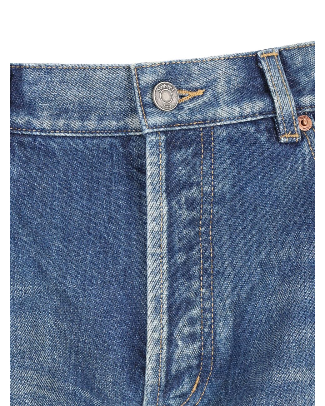 Saint Laurent Blue High Waist Straight Leg Jeans