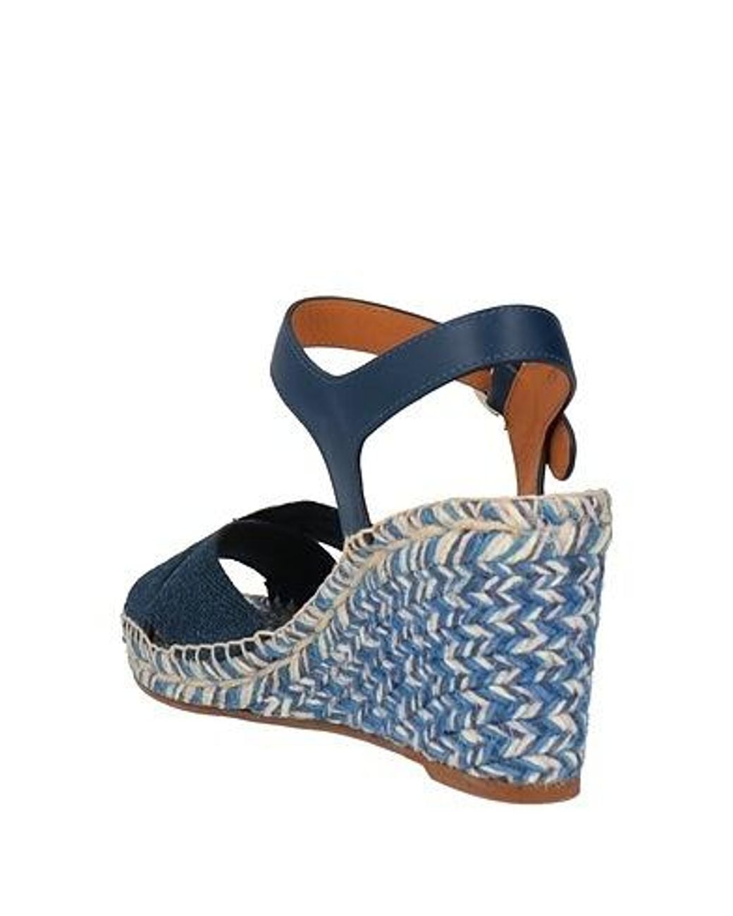 Chloé Blue Canvas Wedge Heel Sandals