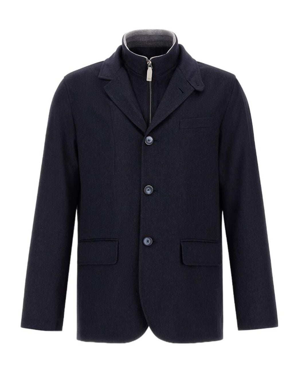 Herno Blue Three-Button Zipped Jacket for men