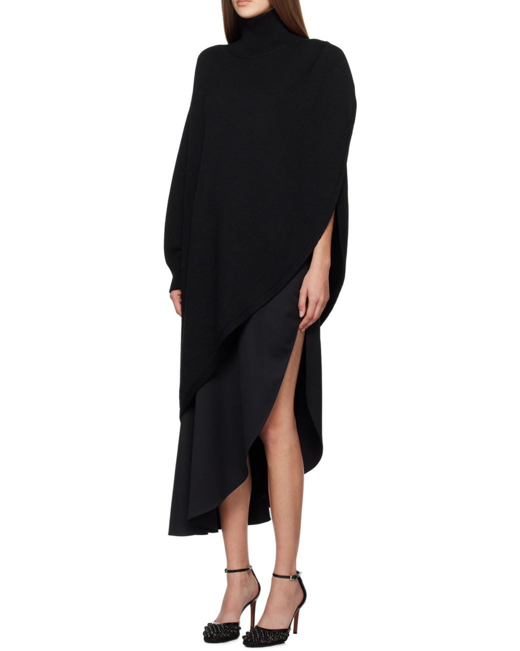 Alaïa Blue Alaïa Knitted Asymmetrical Cape Jumper