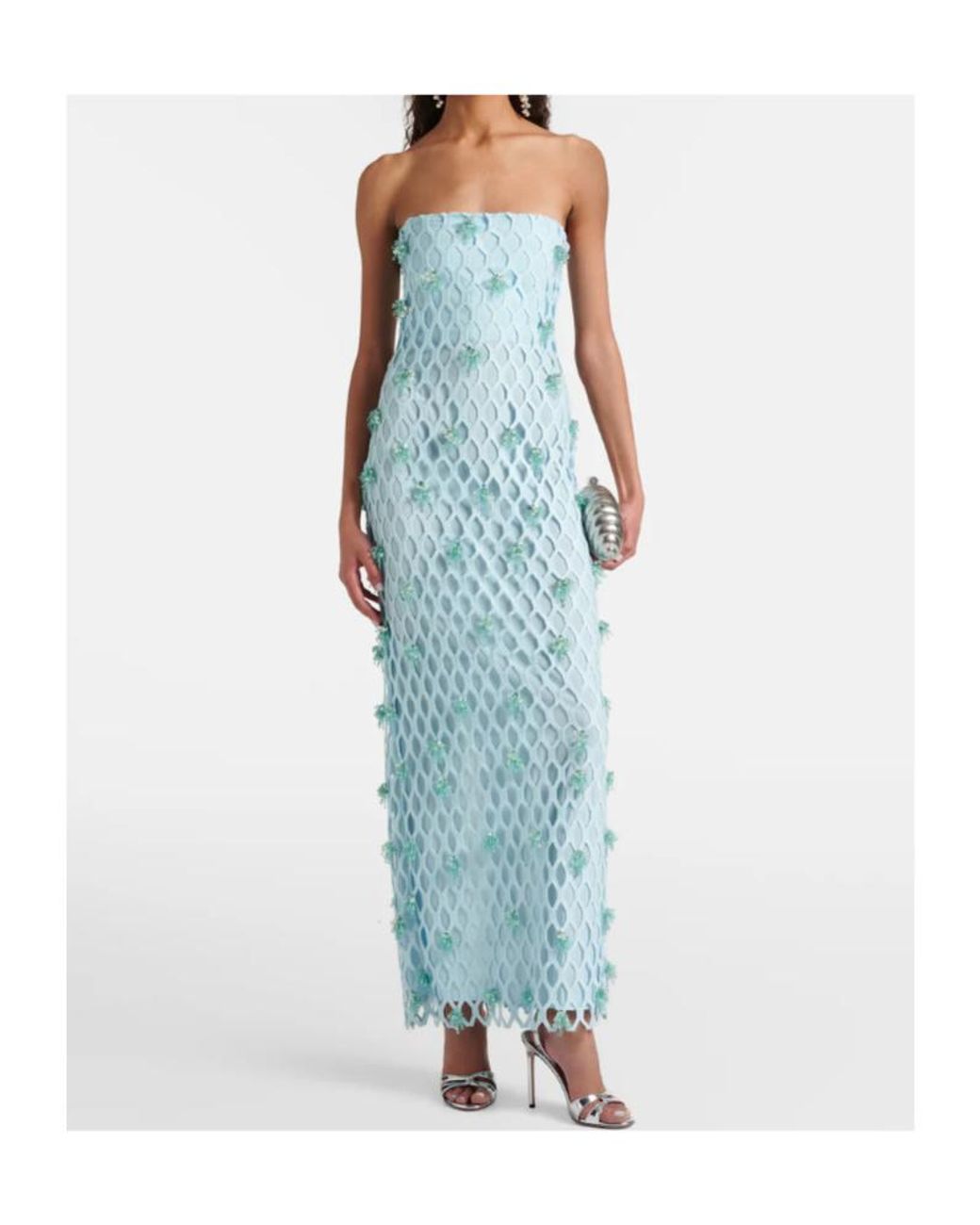 Jonathan Simkhai Blue Iridessa Sequined Bustier Gown
