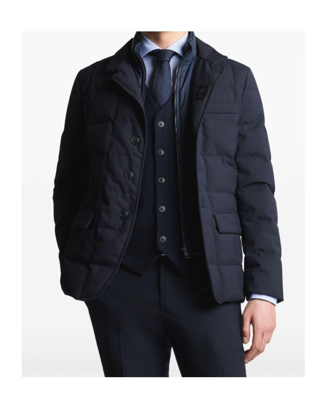 Fay Blue Quilted Button-Up Jacket for men