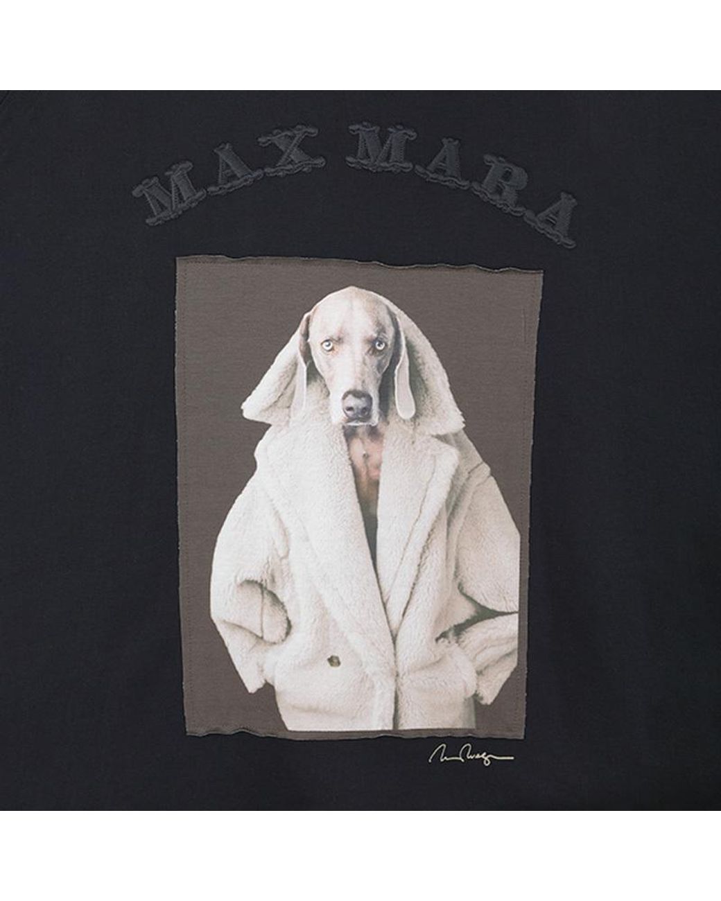 Max Mara Black Graphic-Print Logo-Patch Hoodie