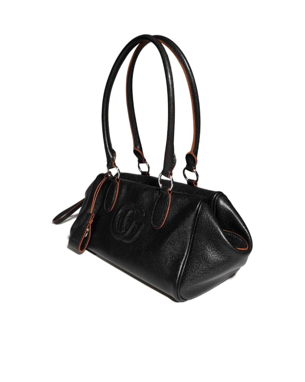 Gucci Black Medium Boston Bag With Double G Detail