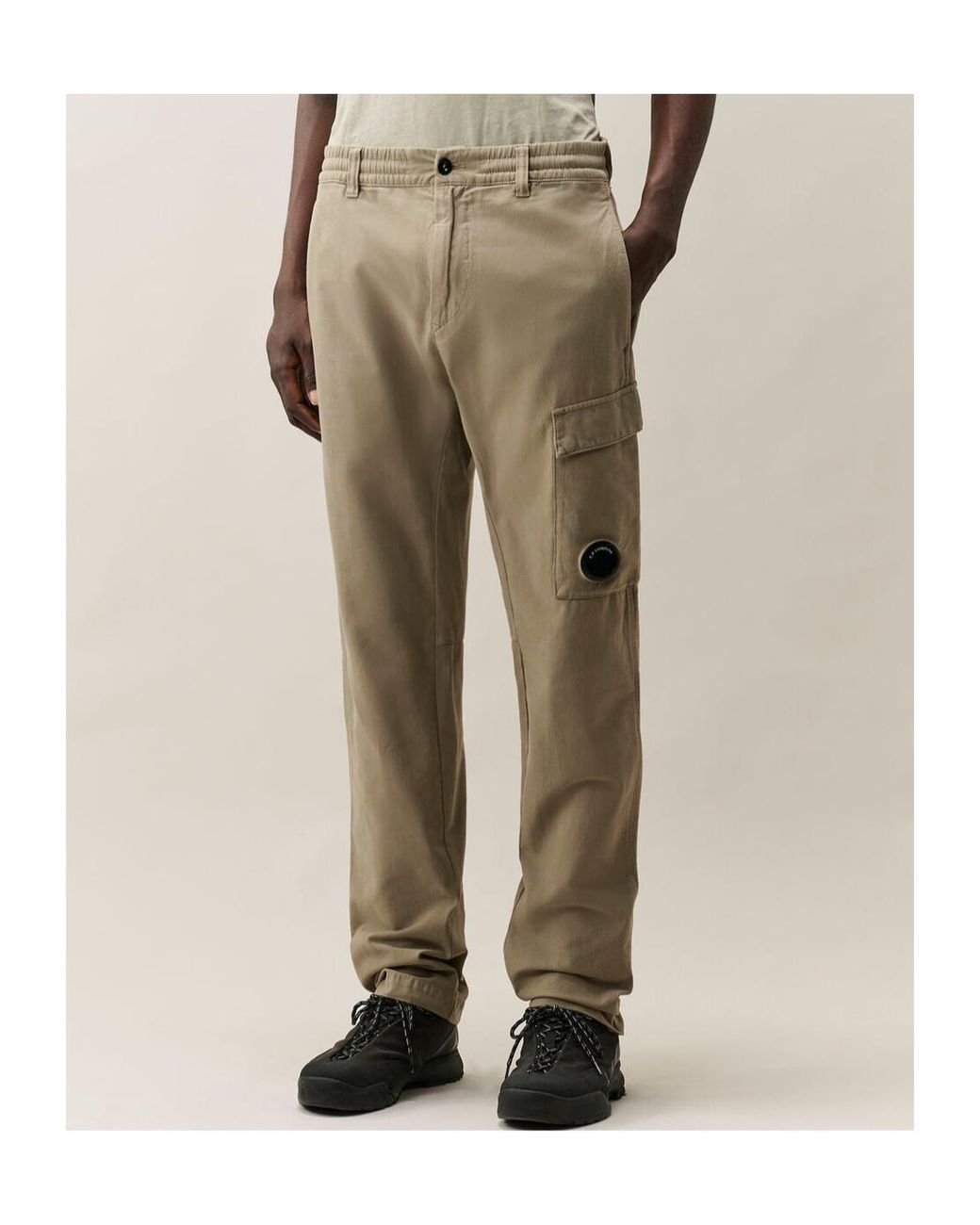 C P Company Natural Ottoman Stretch Lens Cargo Pants for men