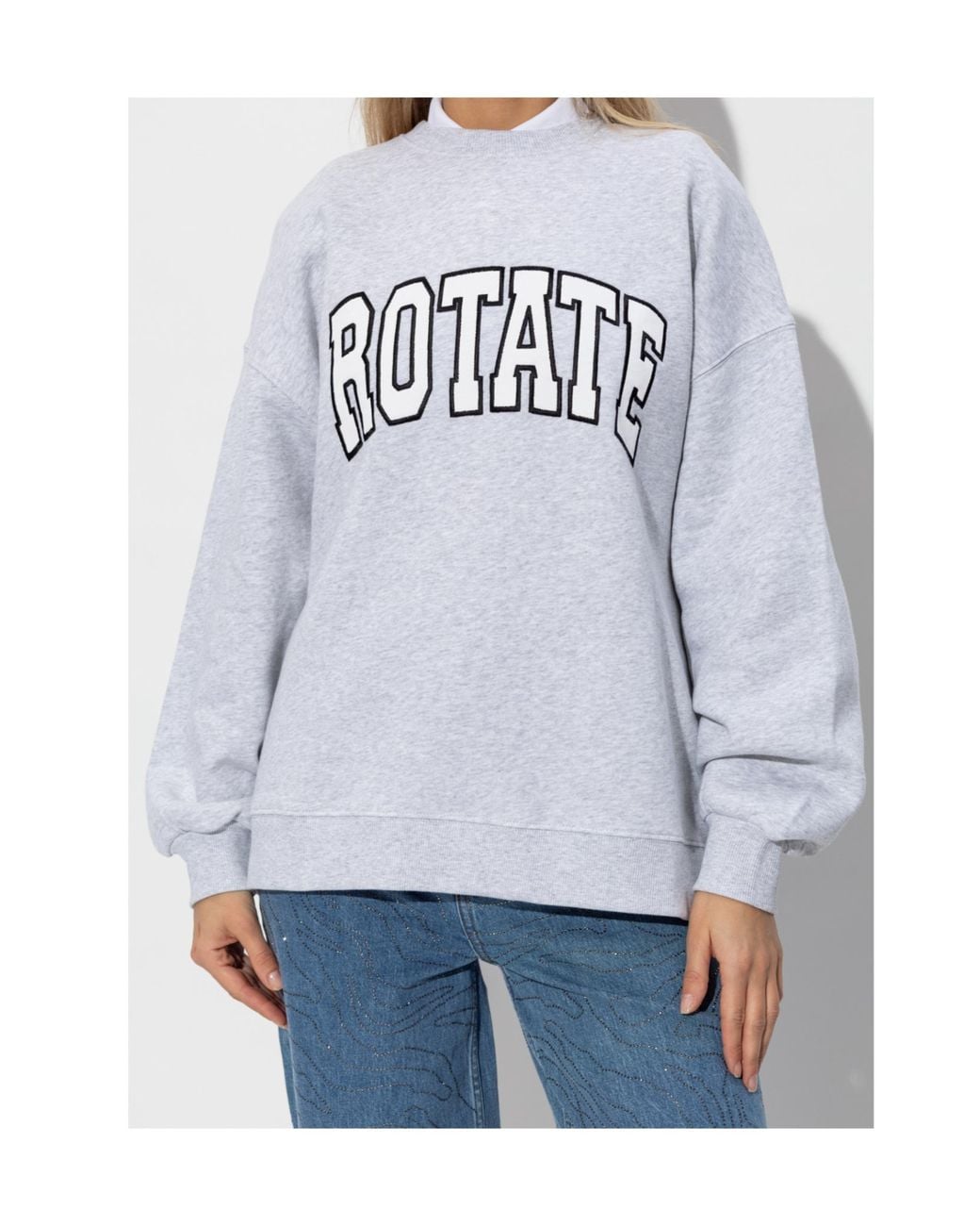 ROTATE BIRGER CHRISTENSEN Gray Heavy Crewneck Sweatshirt