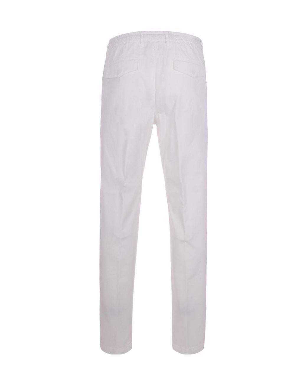 Eleventy White Drawstring Tapered Trousers for men