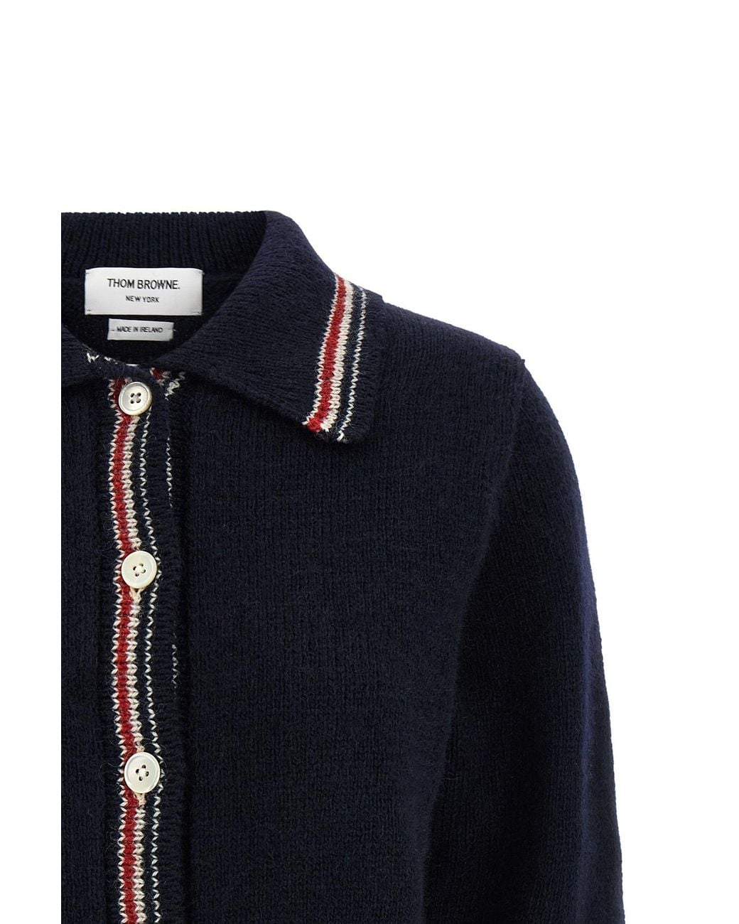 Thom Browne Blue Hector Pointelle-Knit Cardigan