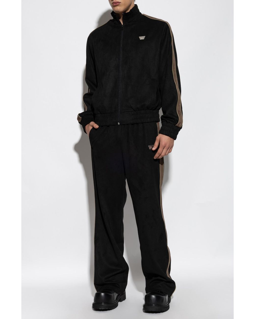 M I S B H V Black Striped Track Pants for men
