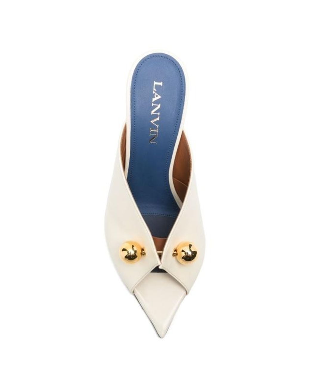 Lanvin White Sculpted Heel Pointed Toe Sandals