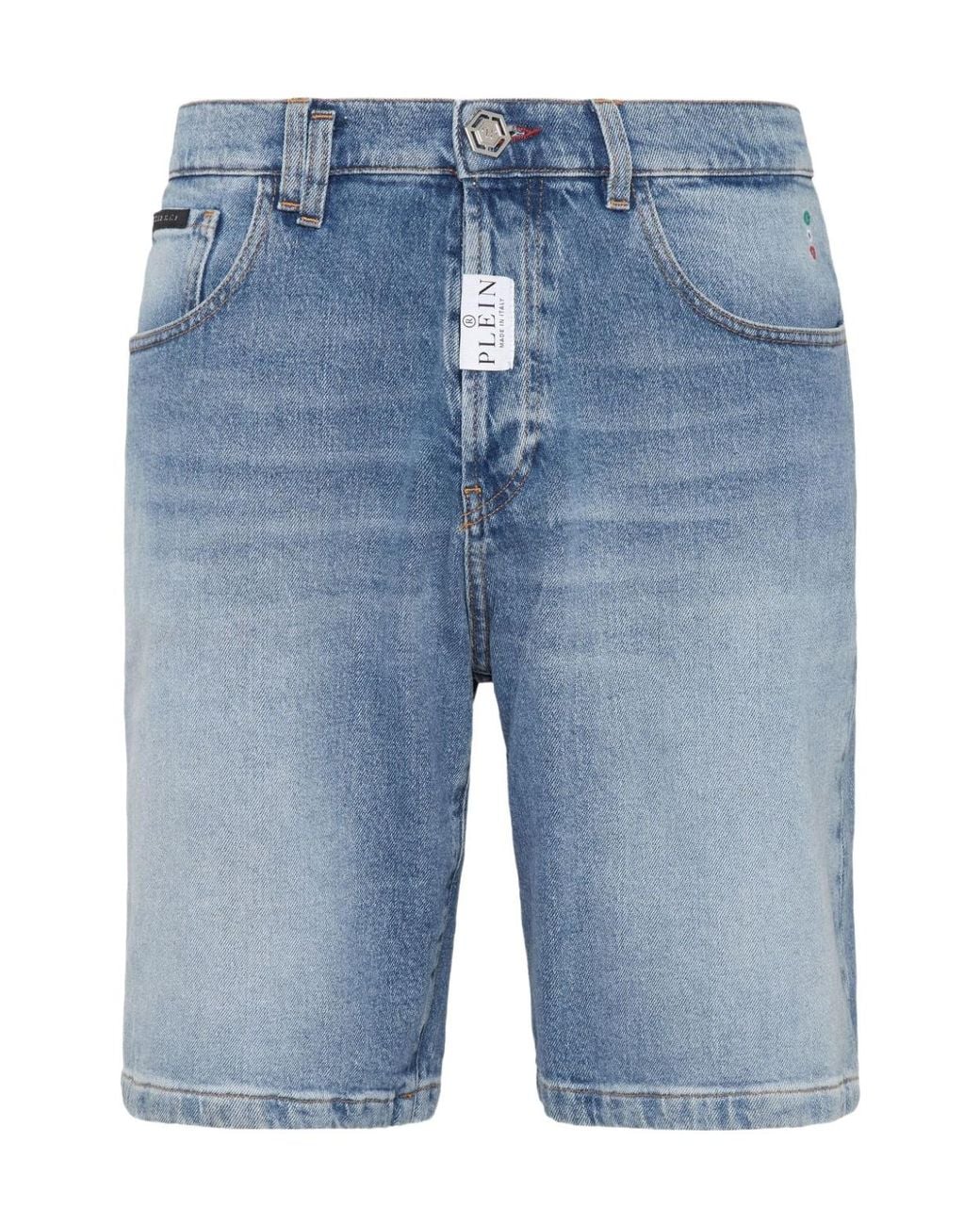 Philipp Plein Blue Logo-Appliqué Denim Shorts for men