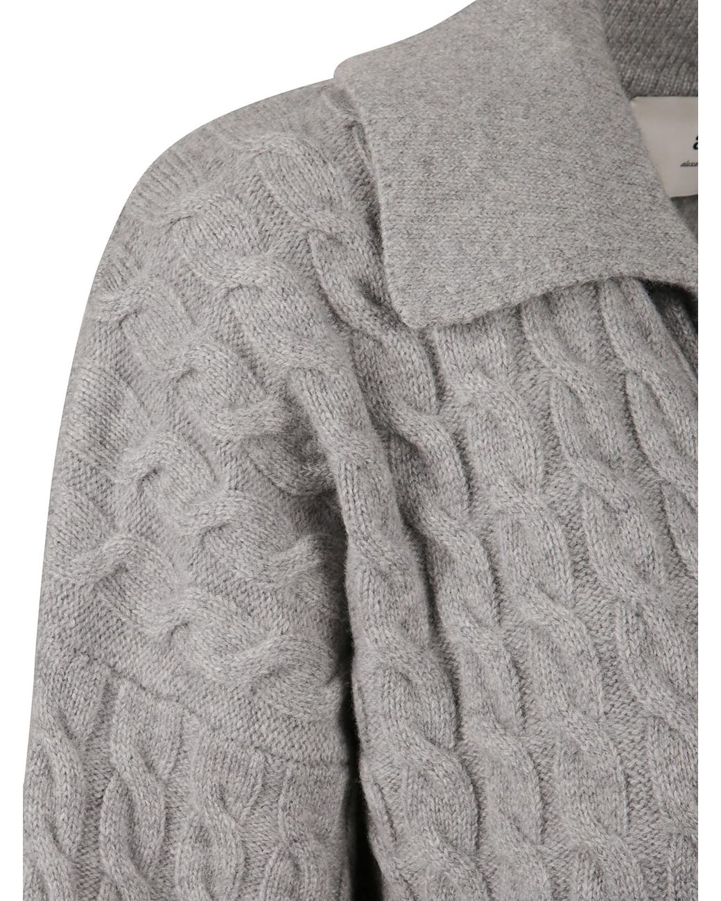 AMI Gray Cable Knitted Polo for men