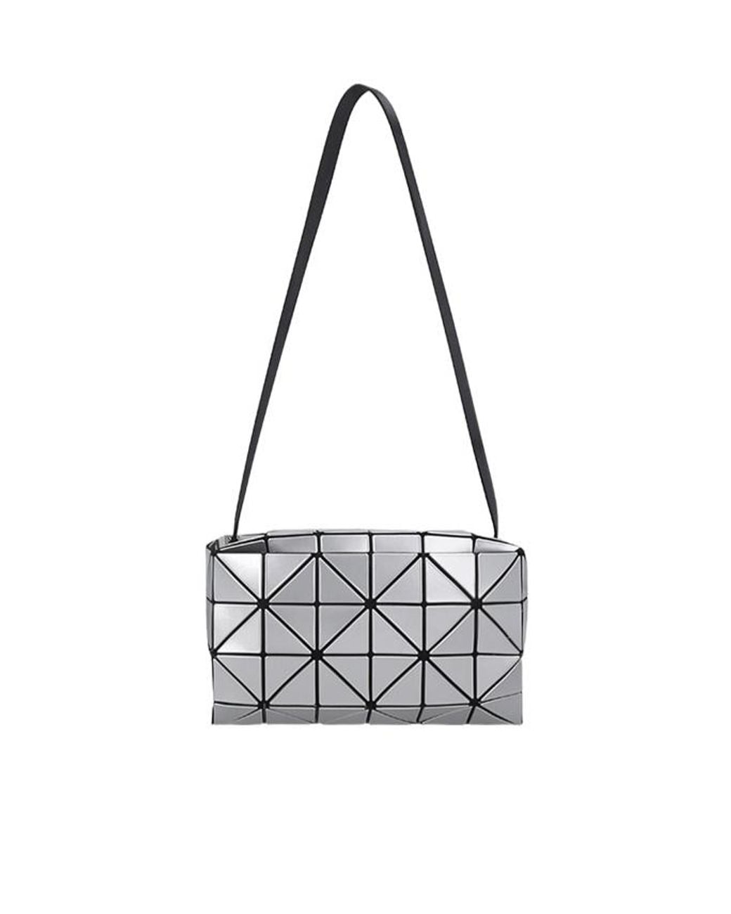 Issey Miyake White Geometric Patchwork Glossy Diamond-Quilt Shoulder Bag for men