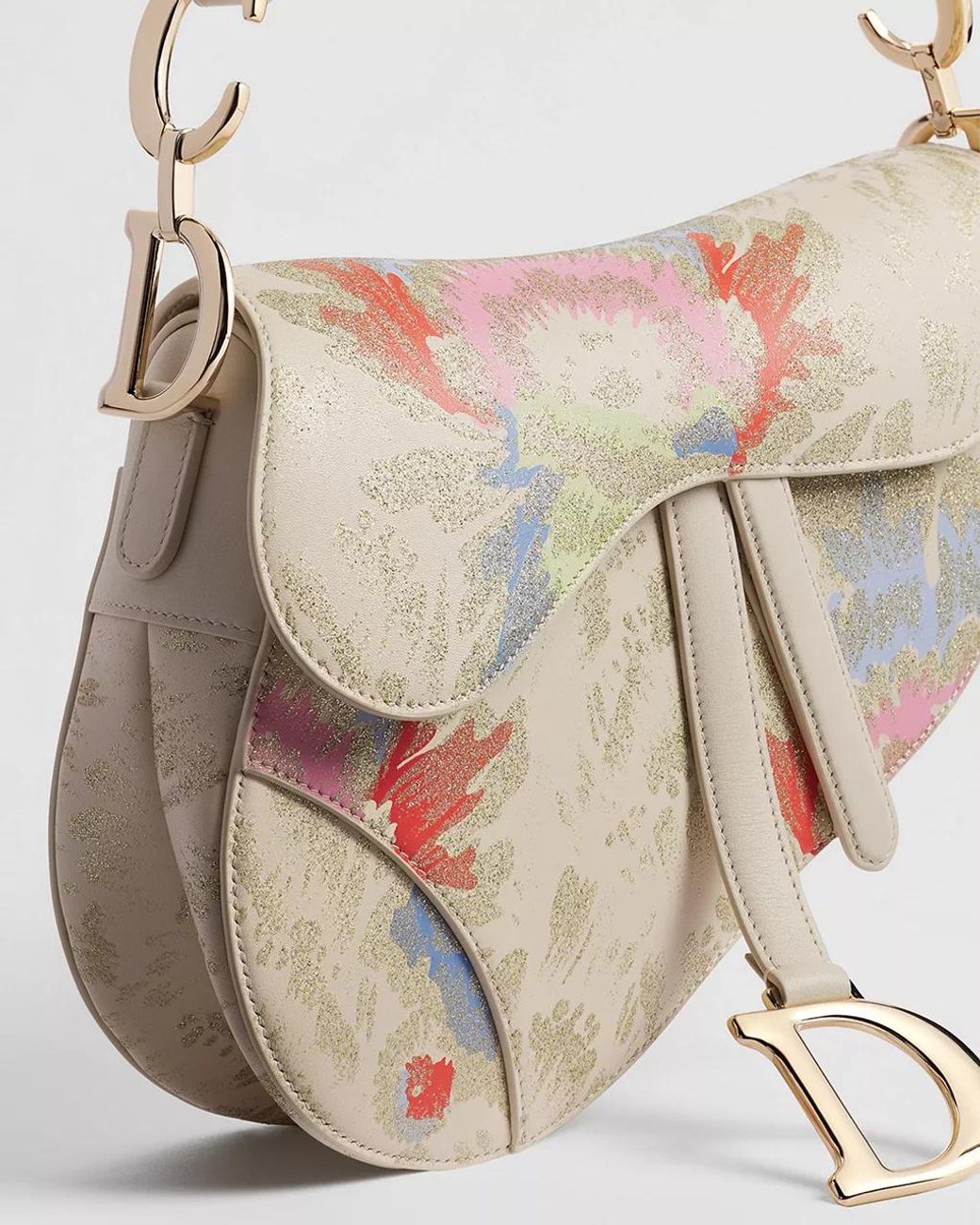 Dior White Saddle Bag With Strap