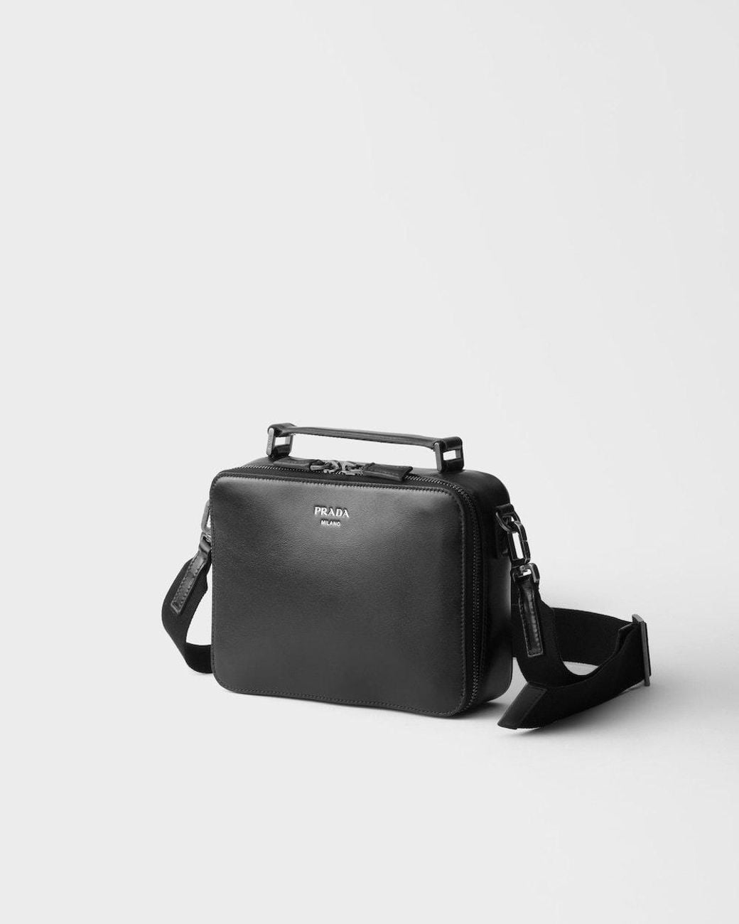 Prada Black Brique Leather Bag for men