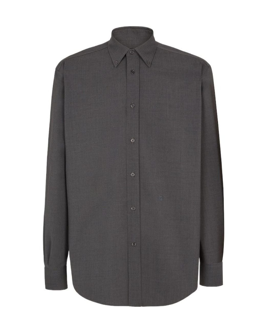 Fendi Gray Long Sleeved Buttoned Shirt for men