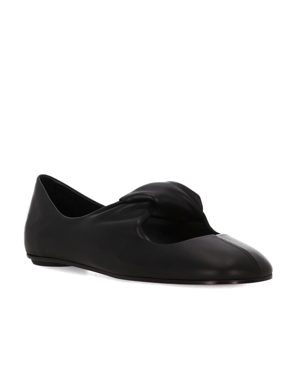 McQueen Black Twist-Detailed Round-Toe Ballet Flats