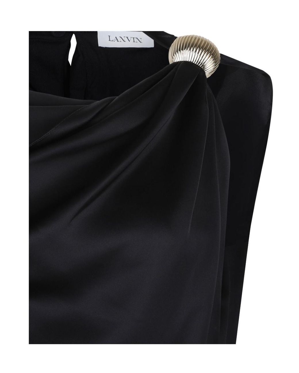 Lanvin Black Boat Neck Arpège Midi Dress
