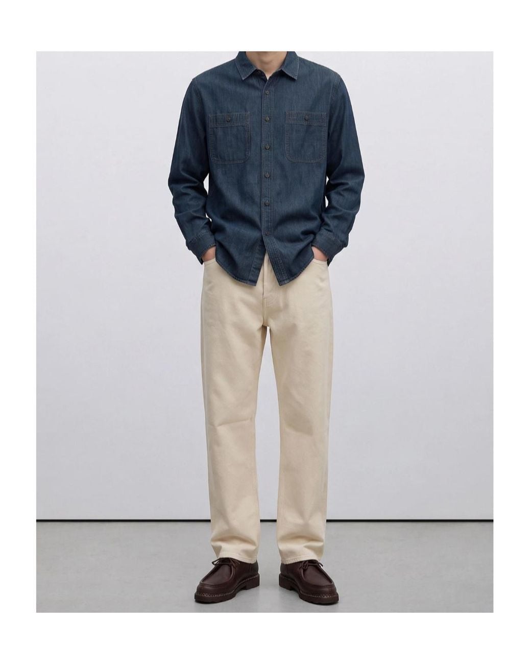 RRL Blue Long-Sleeved Denim Shirt for men