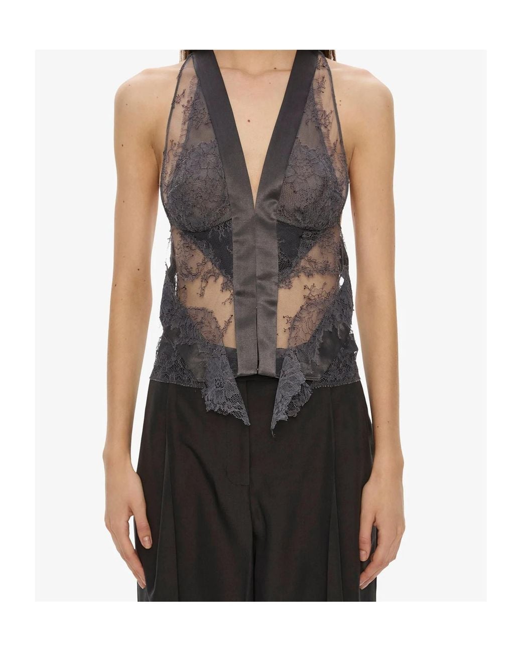 Christopher Esber Black Rowan Sateen-Cuffed Trousers