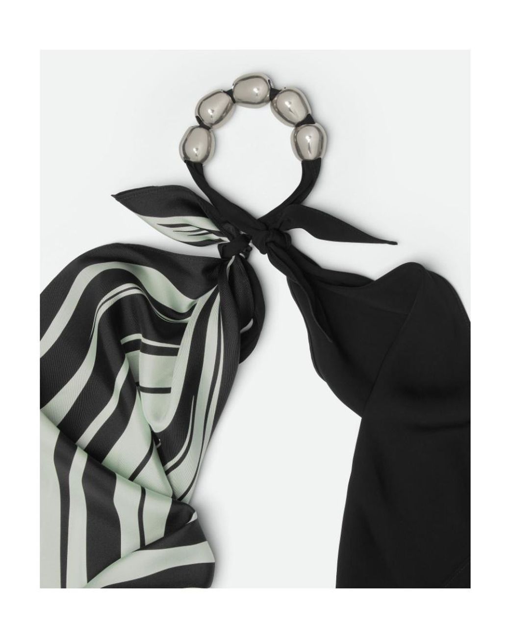 Bottega Veneta Black Printed Silk Scarf