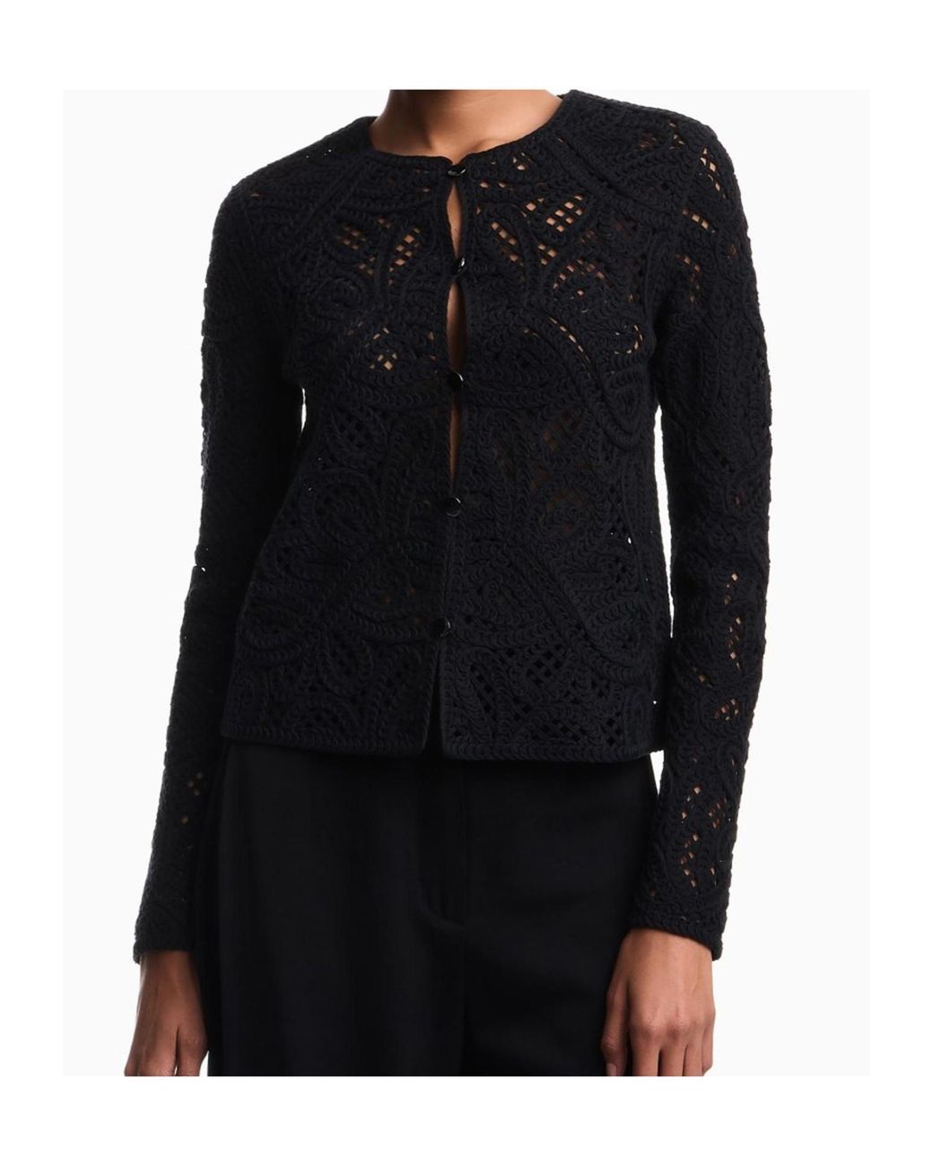 Emporio Armani Blue Openwork Floral Jacket