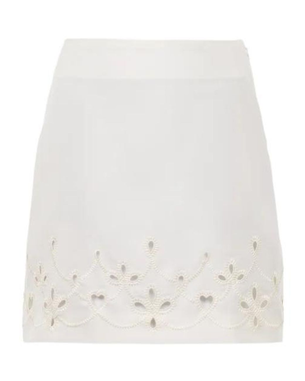 Chloé White Chloé Embroidered A-Line Mini Skirt