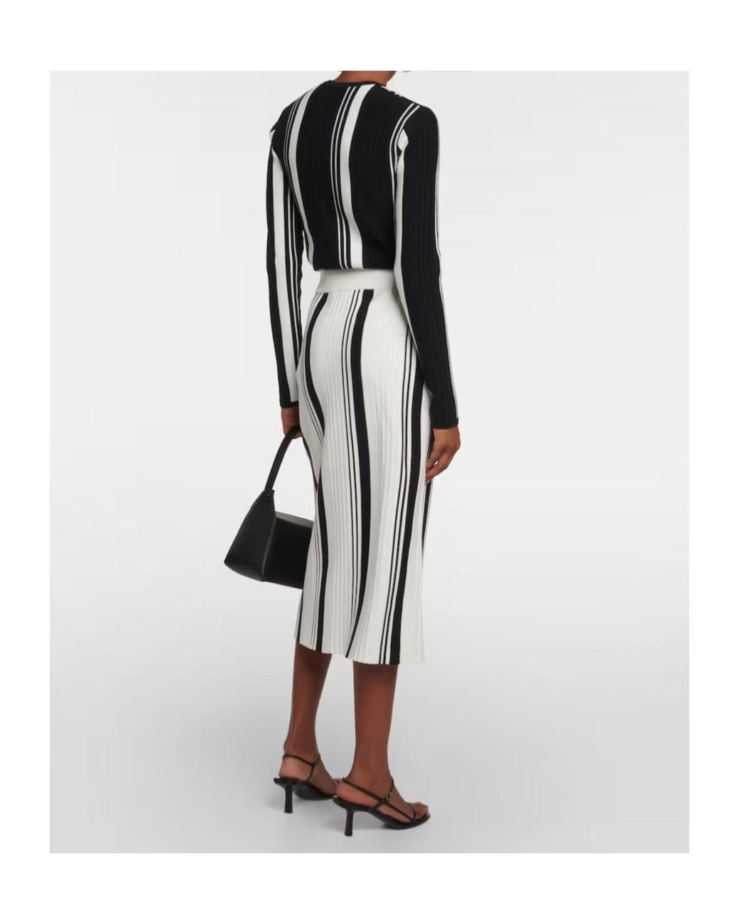 Joseph White Pleated Striped Pencil Skirt