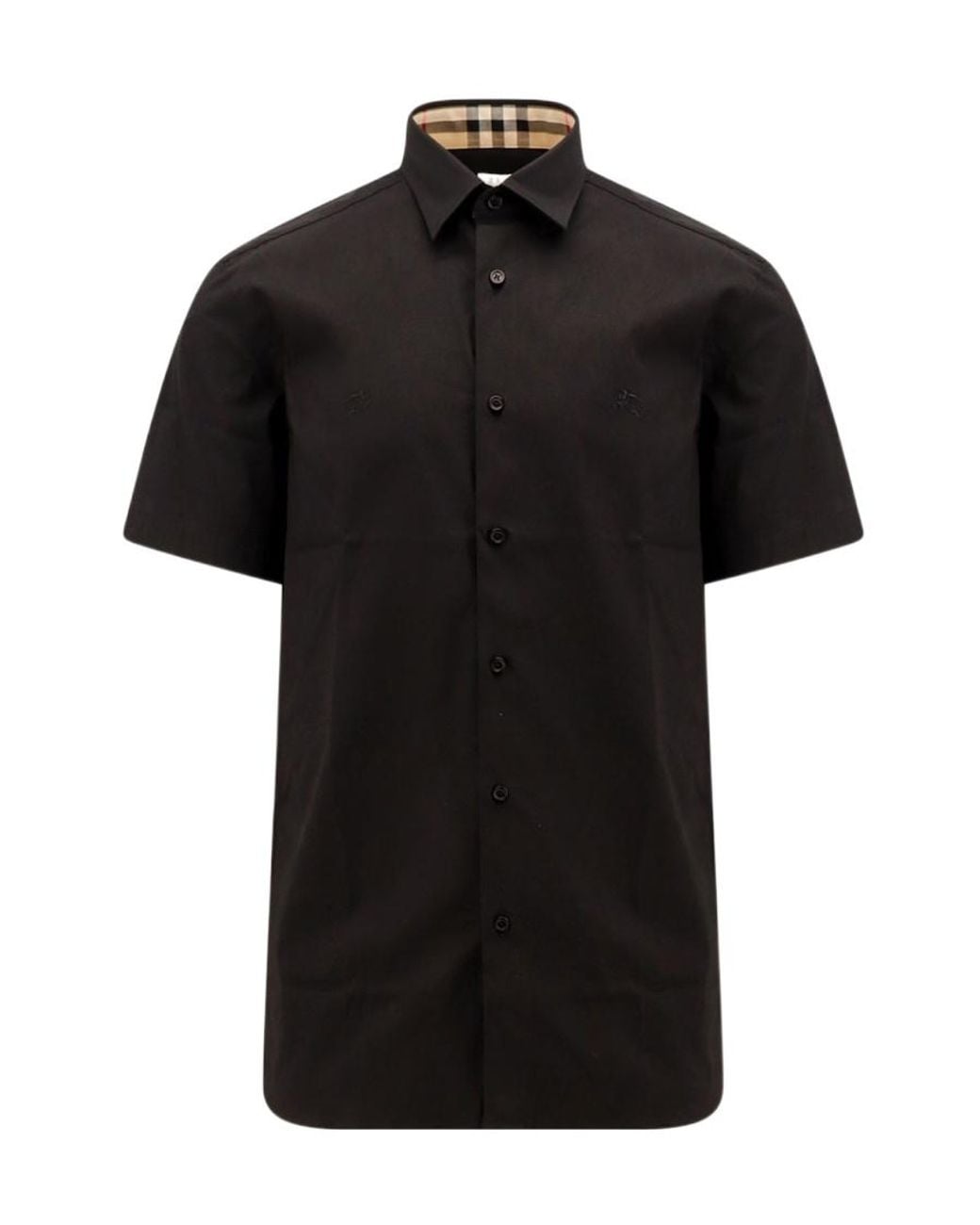 Burberry Black Logo Embroidered Short Sleeved Shirt for men
