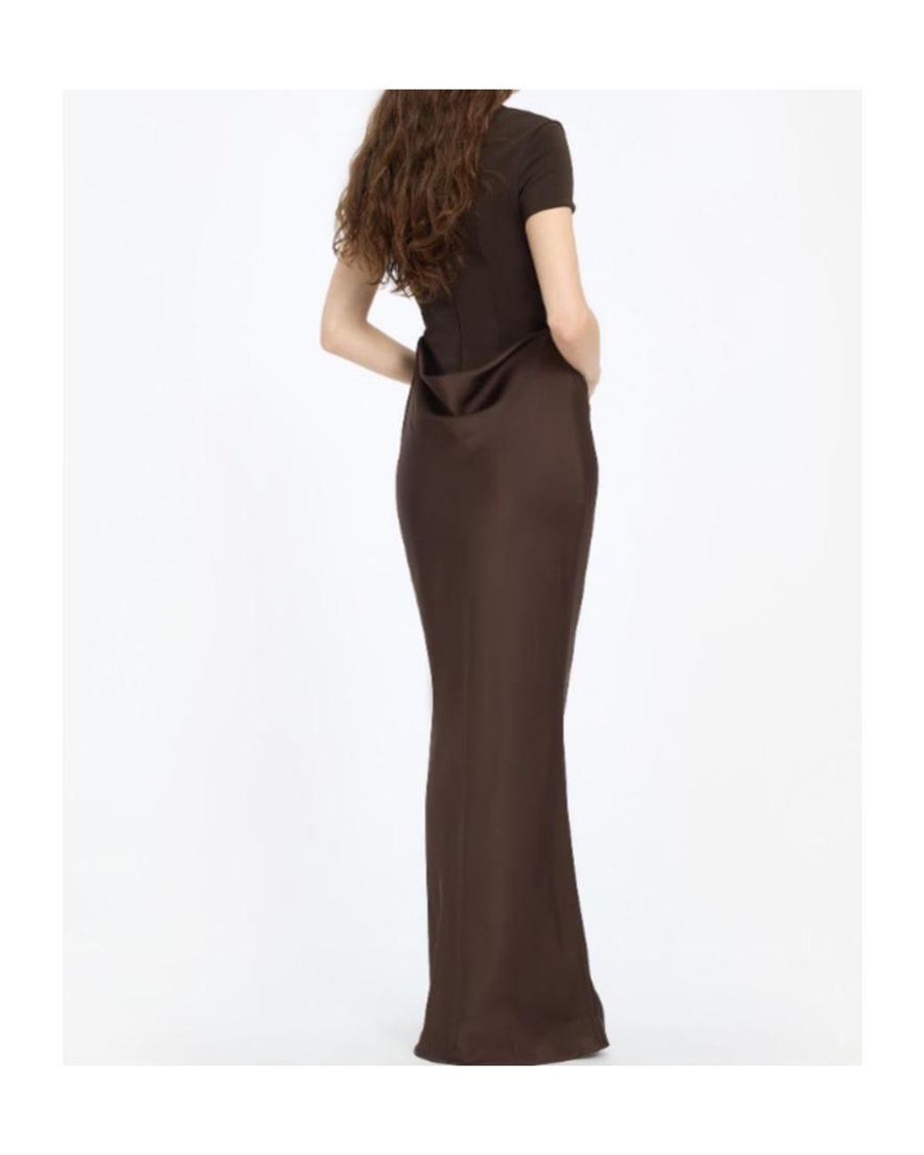 ROTATE BIRGER CHRISTENSEN Brown Capsleeve Draped Maxi Dark
