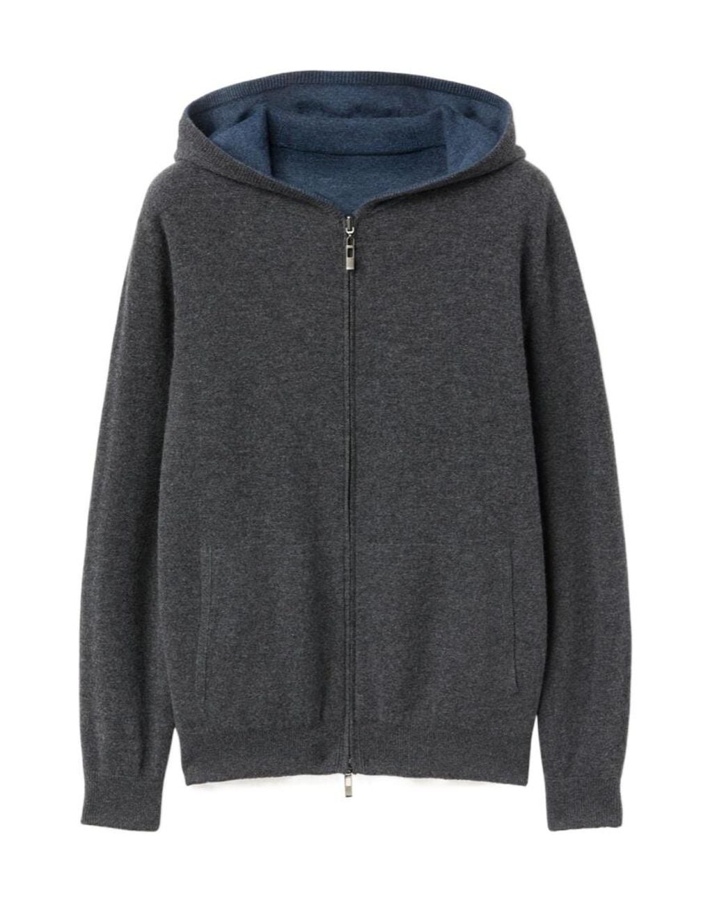 Loro Piana Blue Duo Hooded Bomber Knit