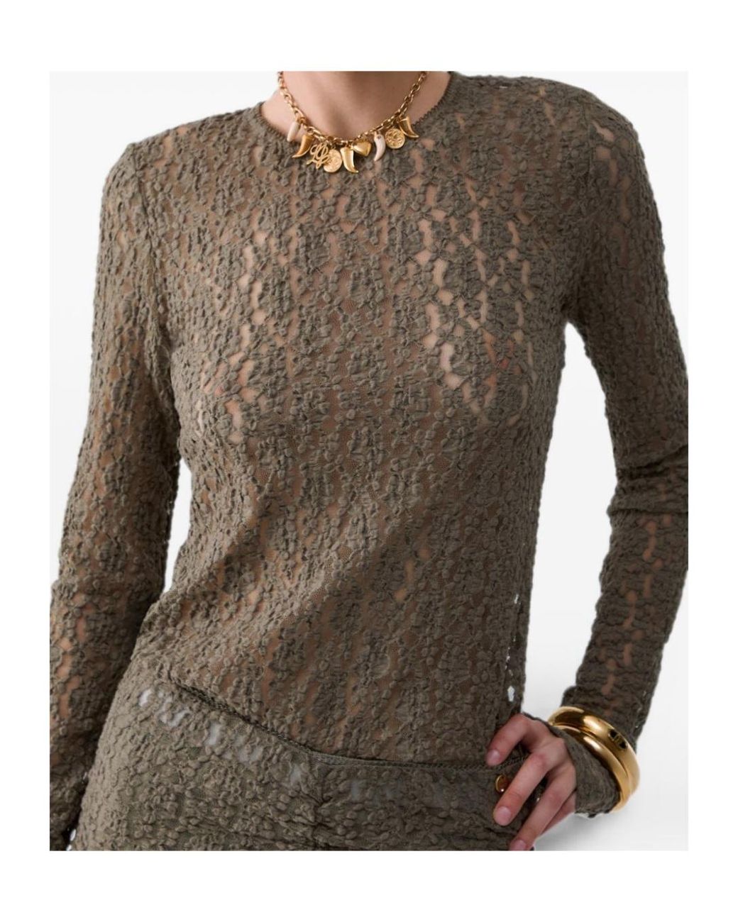Liu Jo Brown Stretch Lace Top