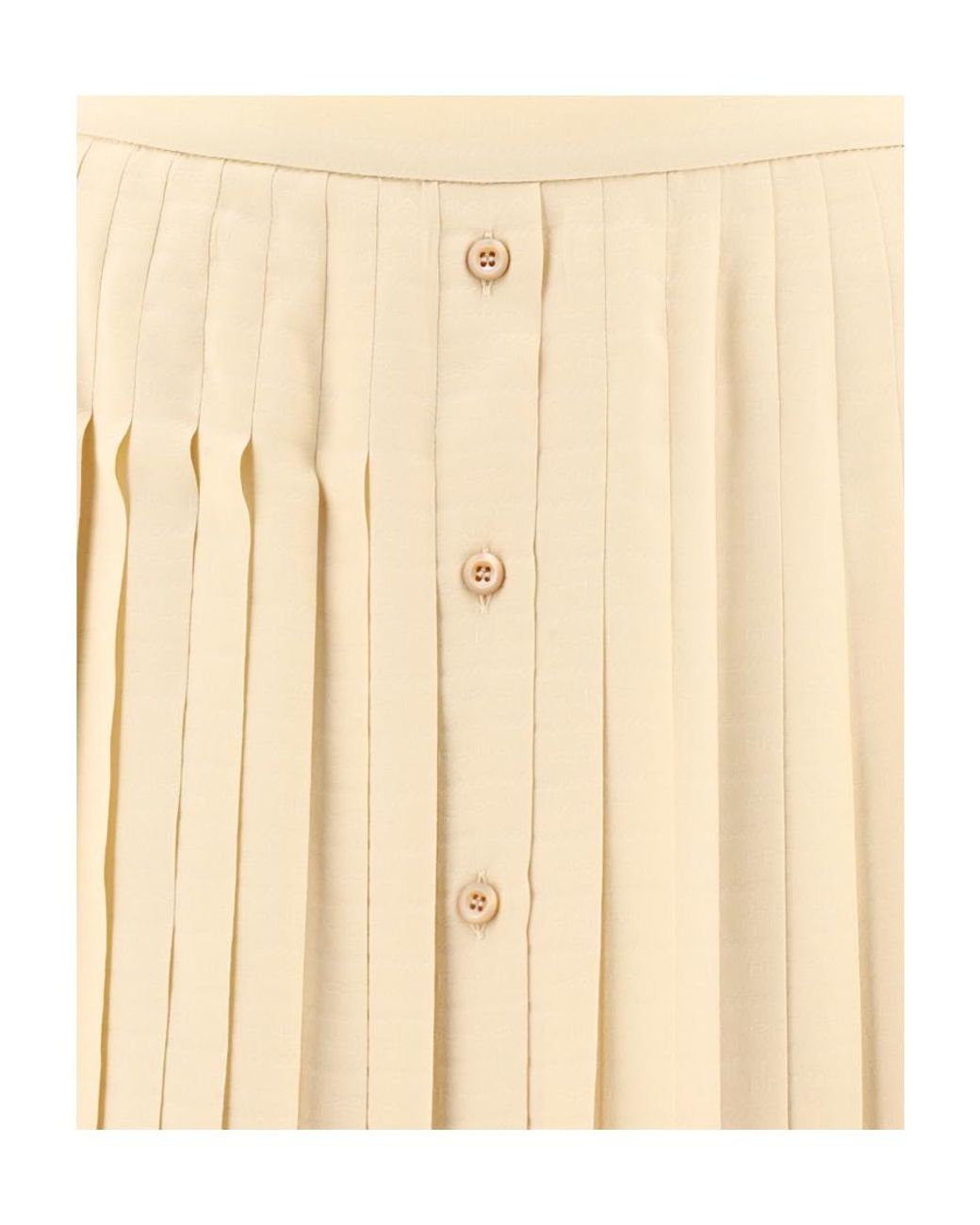 Prada Natural Logo-Jacquard Pleated Skirt