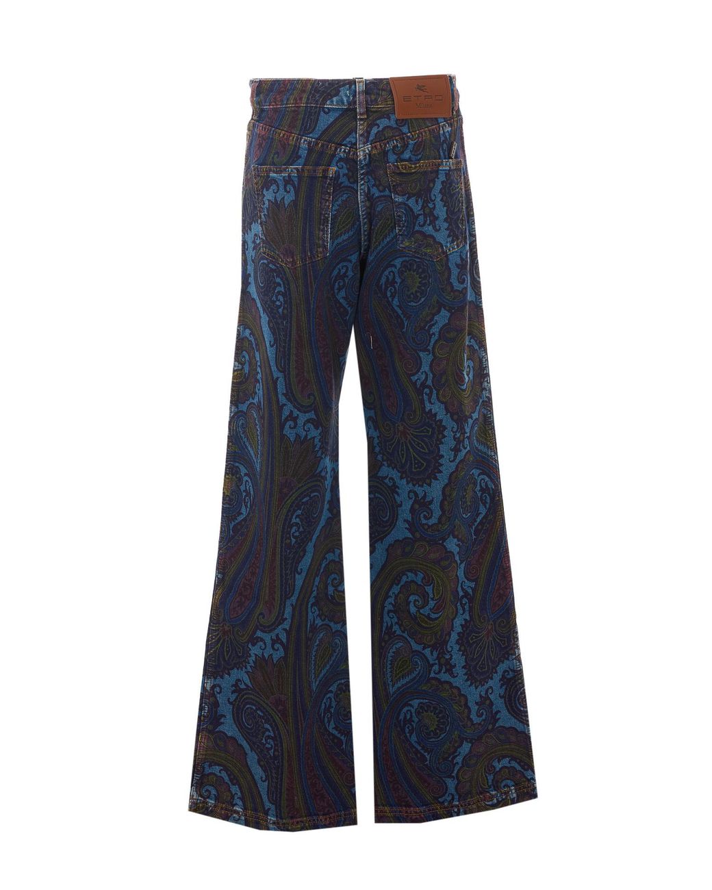 Etro Blue Paisley Wide-Leg Jeans