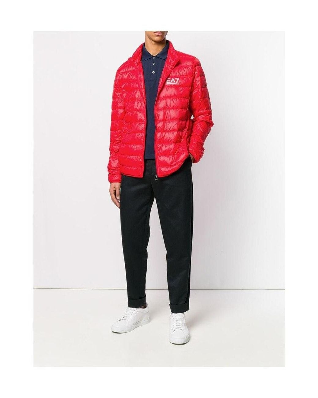 EA7 Red Padded Logo Jacket for men
